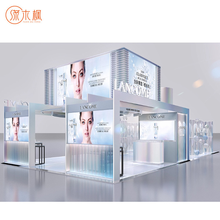 Simple Elegant Design Metal Frame Lockable Cosmetic Mall Kiosk Ideas Retail Store Custom Metal Wood Cosmetic Showcase