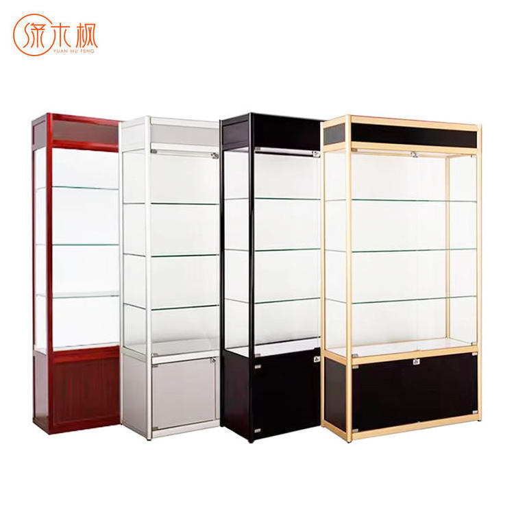 Customized Aluminum Frame Jewelry Showcases Glass Display Case with LED Light for Retail Stores and  Smoke Shop