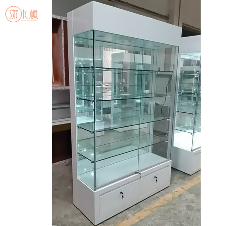 Customized Aluminum Frame Jewelry Showcases Glass Display Case with LED Light for Retail Stores and  Smoke Shop