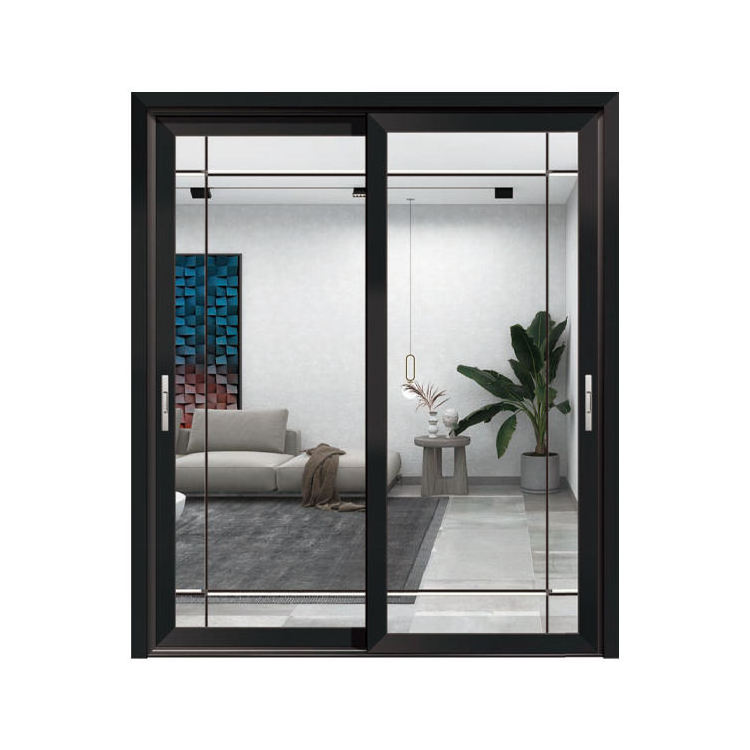 Lyroe 65mm Factory wholesale aluminum glass interior door black frame for bathroom