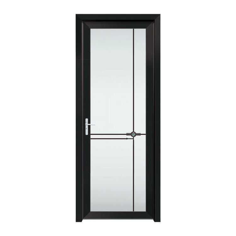 Lyroe 65mm Factory wholesale aluminum glass interior door black frame for bathroom