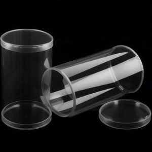 Clear plastic PET PVC tube with end lids Custom printed plastic PVC tube for candy with clear lid and good glue quality