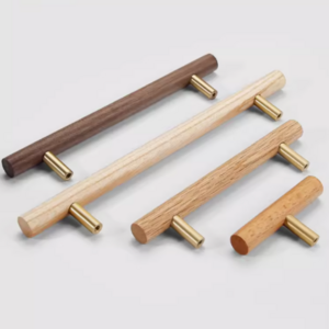 Nordic Wooden Funiture Handles T Bar Dresser Pulls  Black Walnut Cabinet Handles Beech Wood Funiture Drawer Pulls