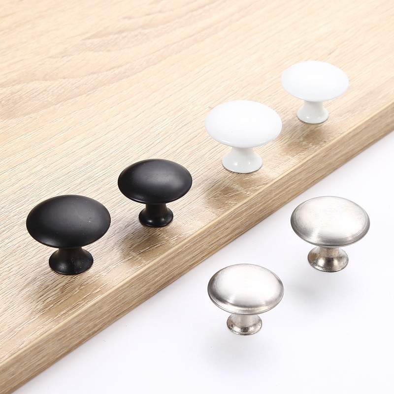 European Mushroom Cabinet Handles White Clothing Cabinet Round Knob Stainless Steel Simple Drawer Handle