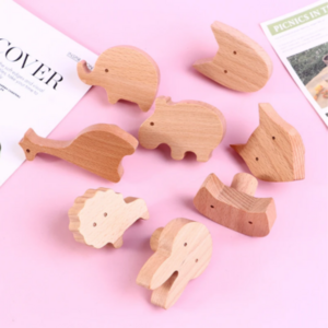 Cute Animal Furniture Wood handles Door Pulls Drawers Wardrobe Knobs Wall Hook Animal Wooden knobs Wall hanger