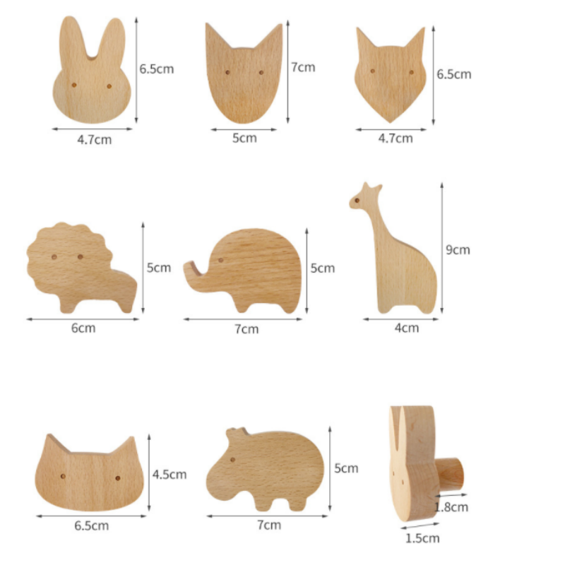 Cute Animal Wood Knobs Children Safty Decoration Handles Wardrobe Pulls Kitchen Cabinet Furniture Handle