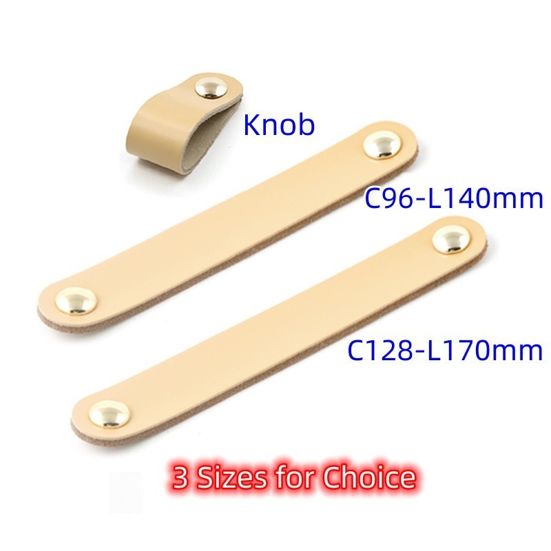 Leather Handle Zinc Alloy Knob Kitchen Dresser Cabinet Handle Leather Drawer Handle Pulls