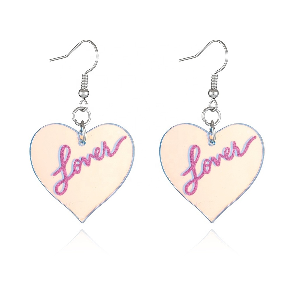 Luxury Fashion Valentine's Day earring jewelry Acrylic Resin multi-colored Heart shape Love Female earring jewelry