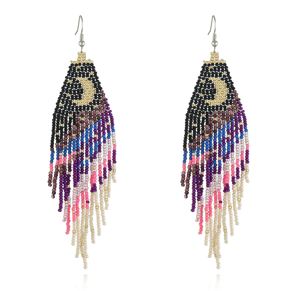 Women's Summer Fashion Bohemian Statement Jewelry Handmade Western Style Dangling Earrings Unique Long  Design