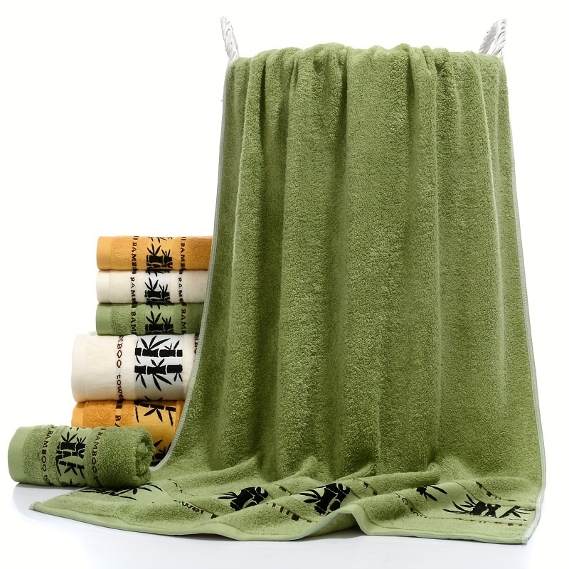 3pcs Embroidered Bamboo Fiber Towel Set Household 2 Hand Towel 1 Bath Towel Bathroom Supplies Bathroom Accessories