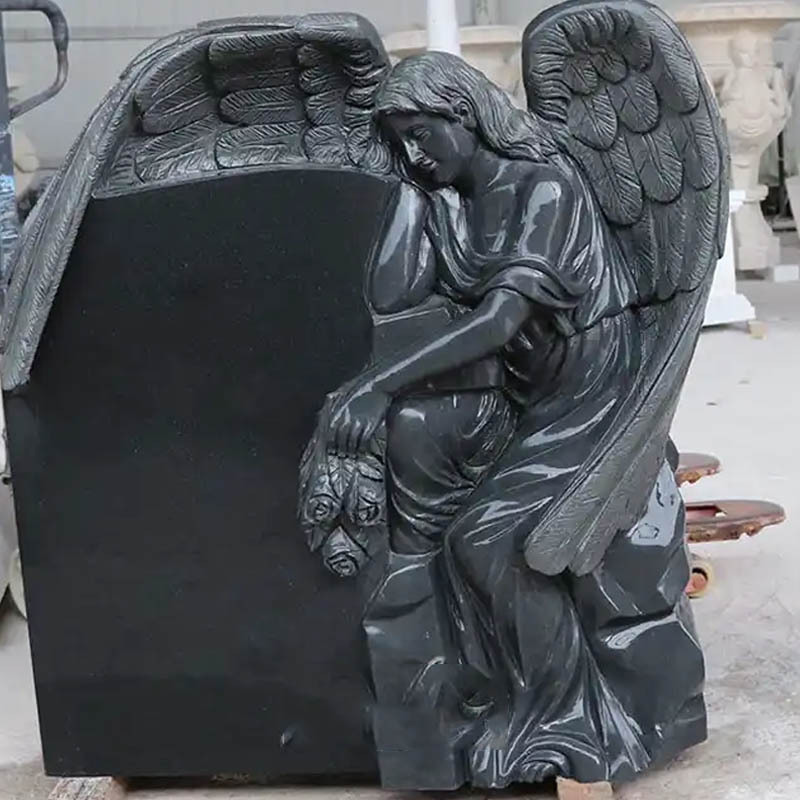 Strong in bearing durable Carved Black Marble Bible Headstone Sculpture