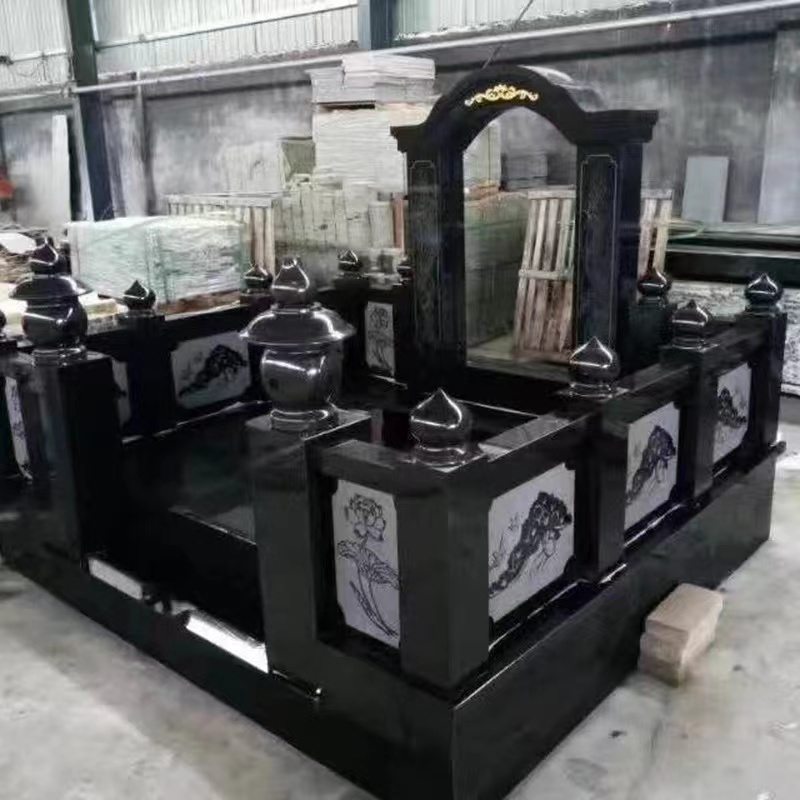 New Design black marble memorial tombstone Natural Granite slabs tombstone black granite tombstone