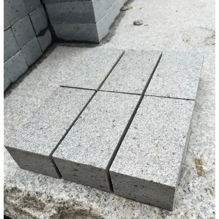 Cheap G654 Flamed Tumble Brick Pavers Driveway Pavers Driveway Paving Stone Granite Cobblestone Driveway Pavers Mesh