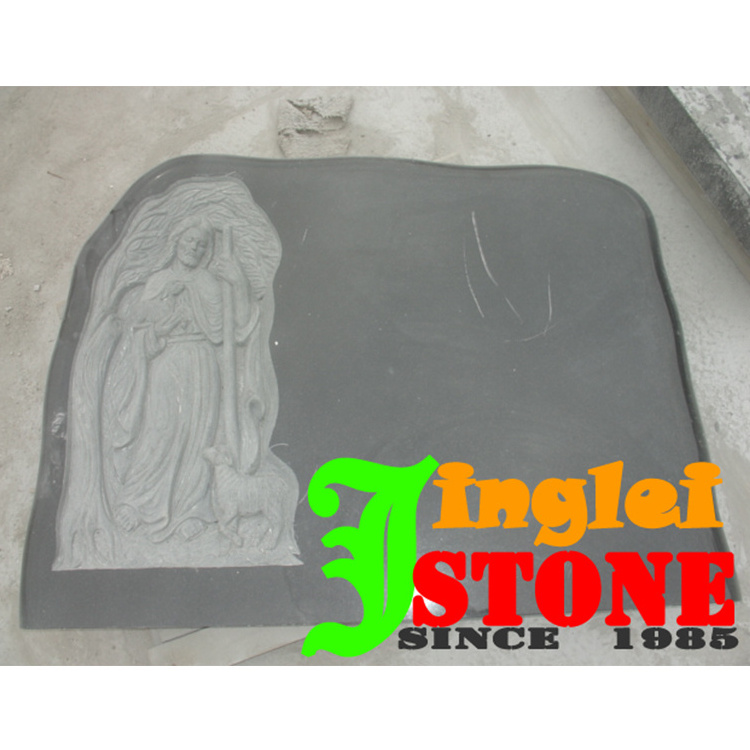 Memorial Strong in bearing durable headstones grey granite monuments tombstone angel wings tombstone