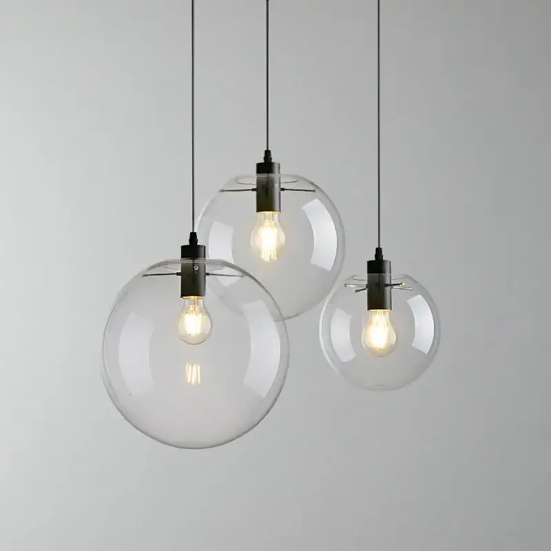 E27Nordic Pendant Lights Globe Chrome Lamp Glass Ball Hanglamp Lustre Suspension Kitchen Light Fixture Lighting luminaire lampen