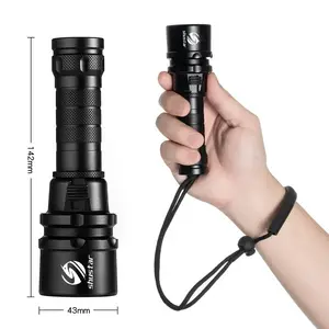 Super bright Flashlight IP68 highest waterproof rating Professional diving light Powered by 18650 battery With hand rope