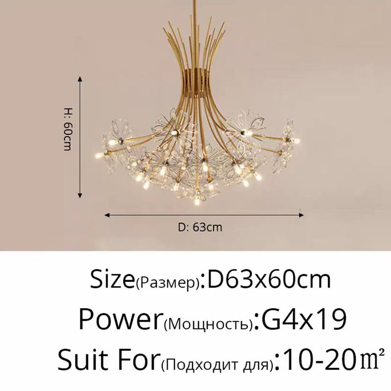 19 heads crystal led pendant light black/gold chandelier G4 for interior lighting modern living room bedroom dining room kitchen