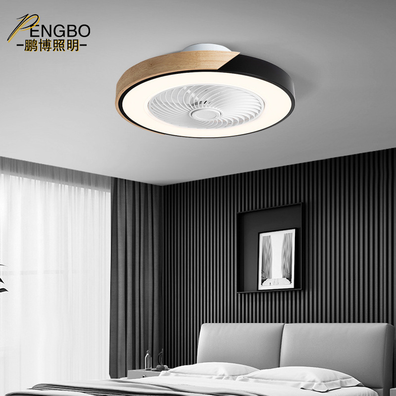 Cross-border export ceiling light fan light North European Macaron wood bedroom living room dining room invisible LED ceiling