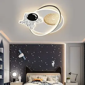 Modern LED Cartoon Moon Astronaut Children Kids Room Lamp Boys Bedroom Decor Space ceiling Light nursery Chandelier