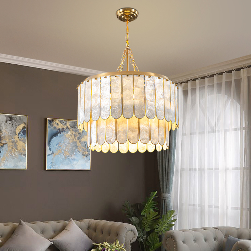 New modern Shell Chandelier Capiz Wedding decorative gold pendant light Living Room Restaurant