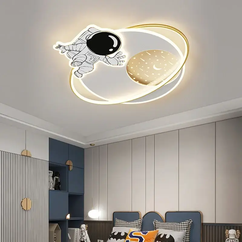 Modern LED Cartoon Moon Astronaut Children Kids Room Lamp Boys Bedroom Decor Space ceiling Light nursery Chandelier