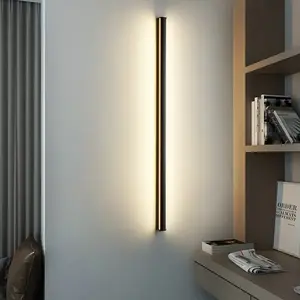 Black LED bedroom bedside wall lamp minimalist living room aisle sofa background wall ceiling lamp one word long