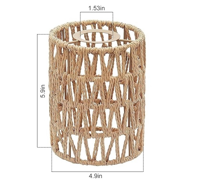 3 Pack Rattan Lamp Shade Small Boho Replacement Pendant Ceiling Fan Light Covers Cylinder Woven Lampshade for Pendant Light