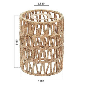 3 Pack Rattan Lamp Shade Small Boho Replacement Pendant Ceiling Fan Light Covers Cylinder Woven Lampshade for Pendant Light