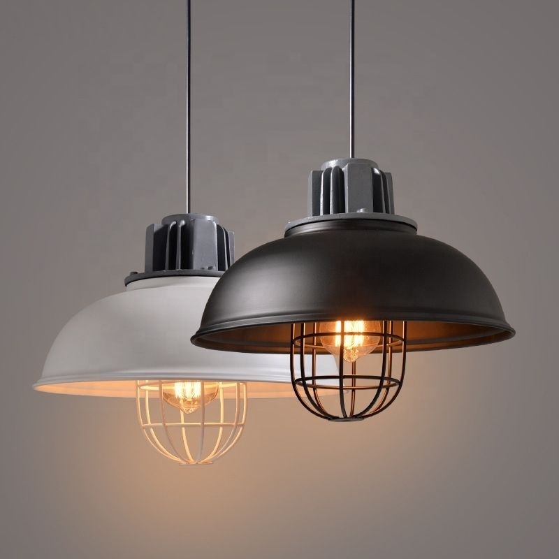 Restaurant Kitchen Dining Table Hanging Light Industrial Round Iron Lampshade High Ceiling Chandeliers and Pendant Lights