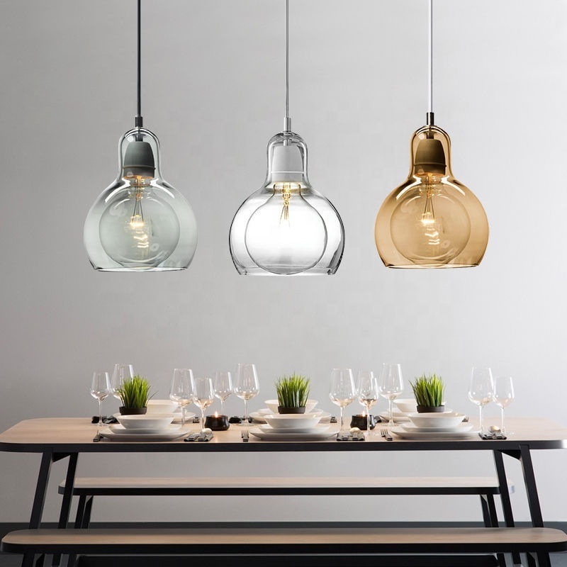 Simple modern glass pendant lamps creative restaurant hotel coffee bar single head glass pendant lighting