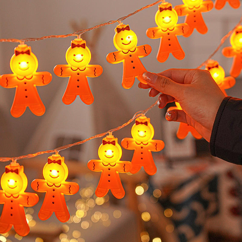 Christmas Decoration Led Gingerbread Man Cartoon Holiday Indoor String Lights