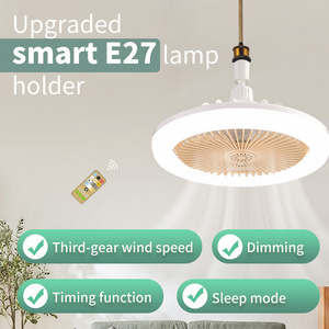 Cross-border smart bedroom living room chandelier universal head ceiling fan 2-in-1 three-color aromatherapy light bulb remote