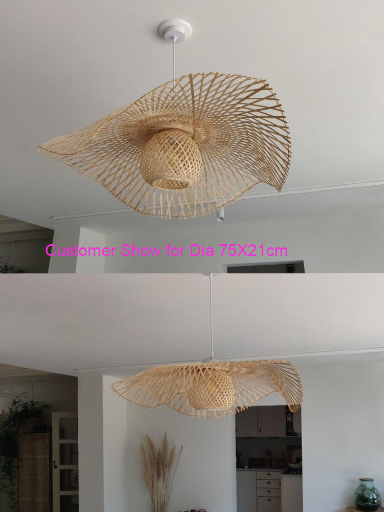 Chinese Bamboo weaving Wicker Rattan Shade Cap Ceiling Light E27 lamps lanterns handmade living room hotel restaurant aisle Lamp