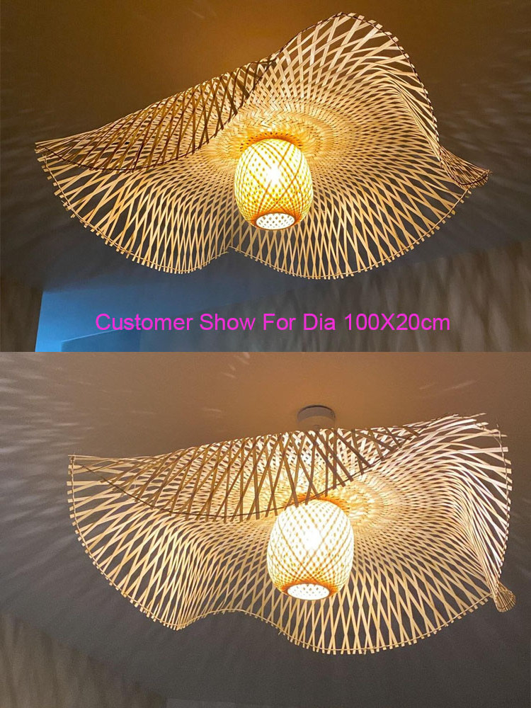 Chinese Bamboo weaving Wicker Rattan Shade Cap Ceiling Light E27 lamps lanterns handmade living room hotel restaurant aisle Lamp