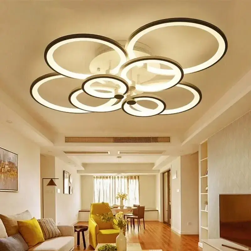 Modern New Dimmable Led Ceiling Lamp for Living Dining Room Bedroom House Lighting Fixture 4/6/8/10 Rings Suspension Light