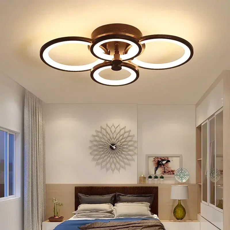 Modern New Dimmable Led Ceiling Lamp for Living Dining Room Bedroom House Lighting Fixture 4/6/8/10 Rings Suspension Light