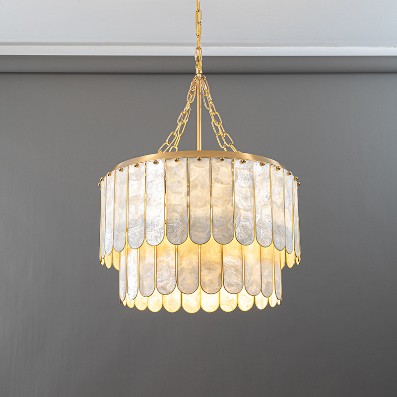 New modern Shell Chandelier Capiz Wedding decorative gold pendant light Living Room Restaurant