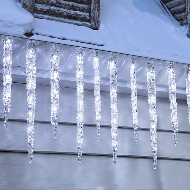 Holiday Battery powered crystal led string lights with white icicle lamp decoration for Christmas