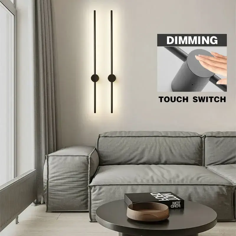 Nordic Interior Touch Dimmable LED Wall Lamps Wall Lighting Bedroom TV Background Black Gold White Indoor LED Wall Lights Sconce