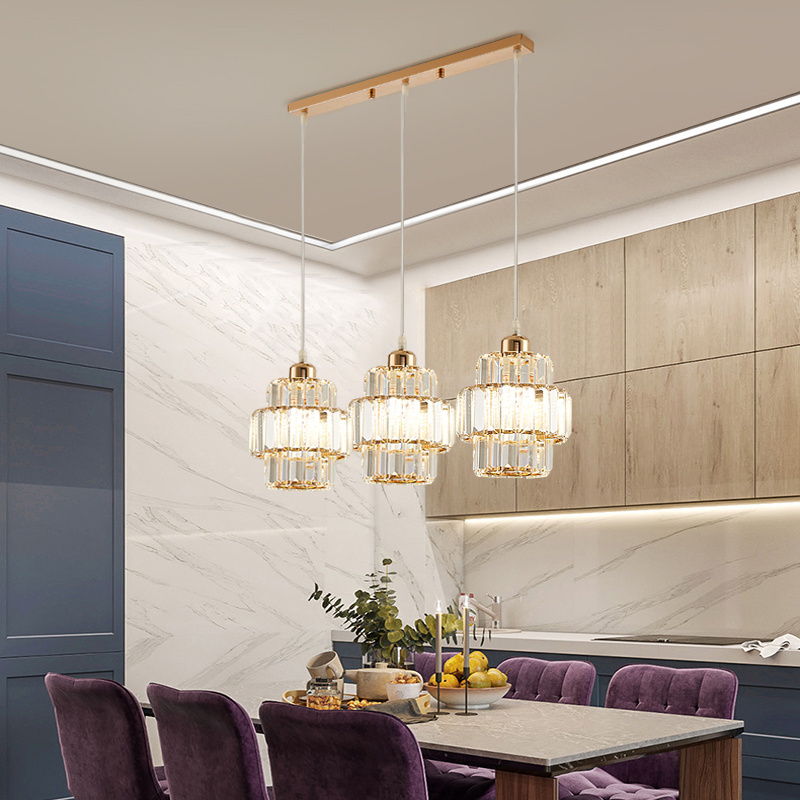 Dining room  three light luxury crystal light simple modern living room bedroom led lighting bar small chandelier