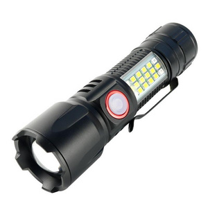 White laser light LED flashlight Small outdoor camping zoom USB rechargeable light flashlight