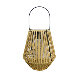 Solar outdoor lawn garden bamboo woven rattan atmosphere Chinese retro balcony decoration hanging night light