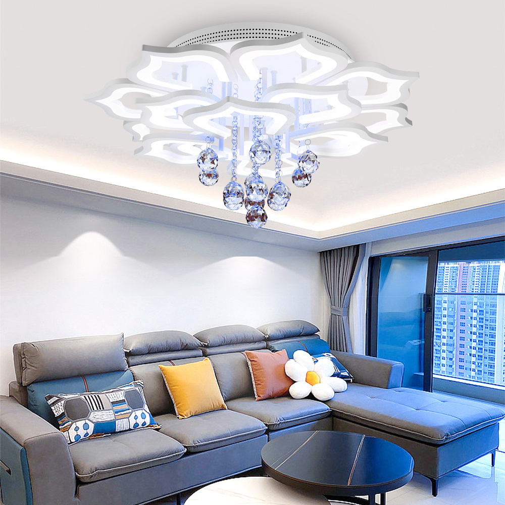 Modern LED Ceiling Lights Fixtures For Living Room K9 Crystal Home Bedroom Lamp With APP Dimmable Lustre Chandeliers