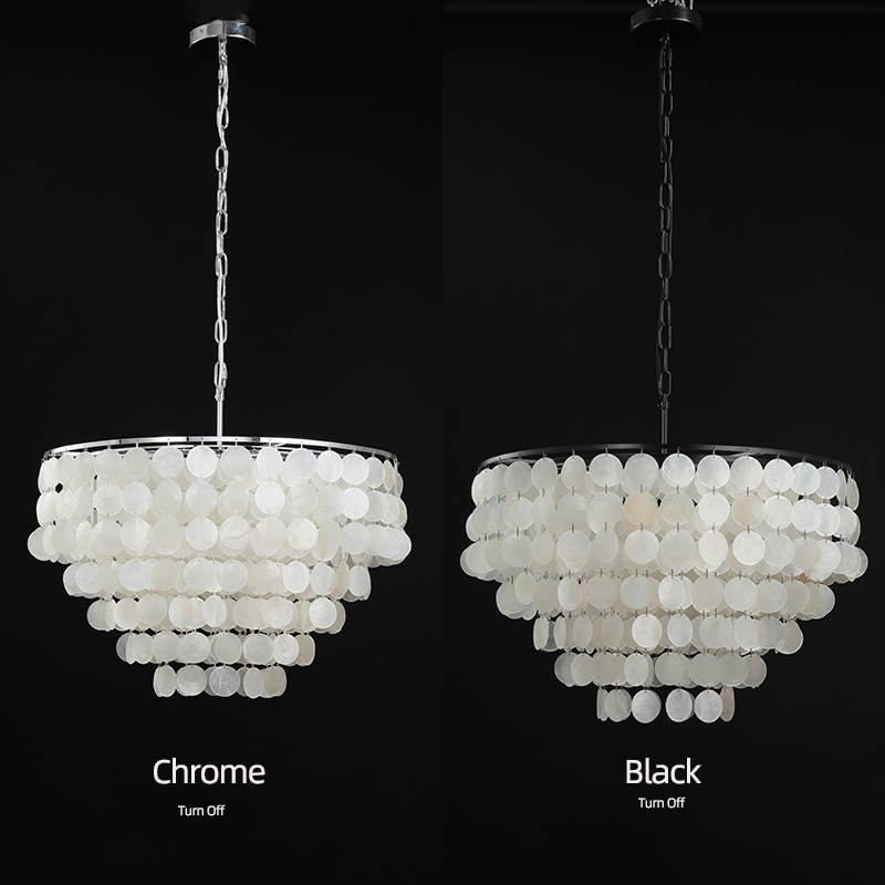 Capiz Shell Chandelier  ,Modern Decorative White Sea shell Chandeliers  for Dining Room, Bedroom, Kitchen Island