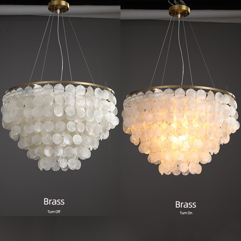 Capiz Shell Chandelier  ,Modern Decorative White Sea shell Chandeliers  for Dining Room, Bedroom, Kitchen Island