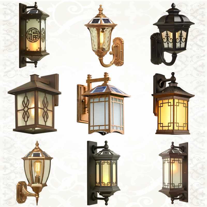 YA8O Solar wall waterproof garden Chinese gate balcony outdoor retro door post light outside the villa