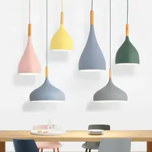 Multicolour Lustre Pendant Lights dia 16/17/24cm Restaurant Wood Hanging lighting Light Fixtures Modern E27 LED Loft Hanglamp