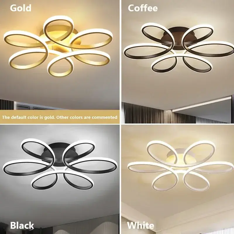 Modern LED Lamp For Living Room Restaurant Bedroom Chandelier Six Petal Flower Design Ceiling Lights Home Decor Fixture