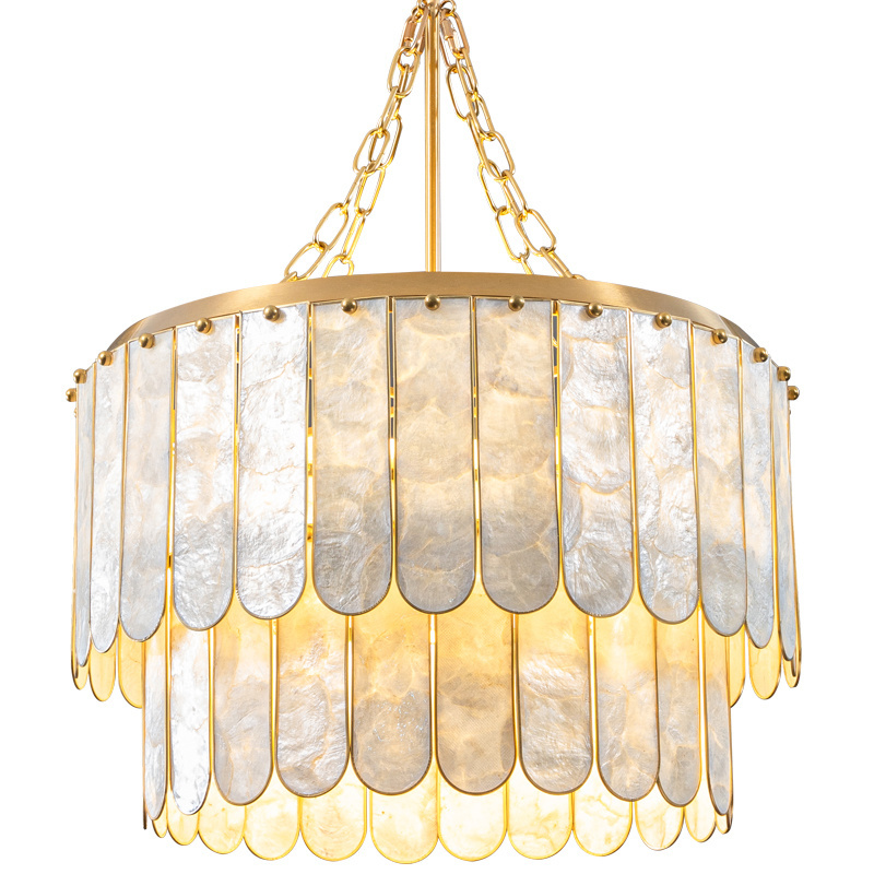 New modern Shell Chandelier Capiz Wedding decorative gold pendant light Living Room Restaurant