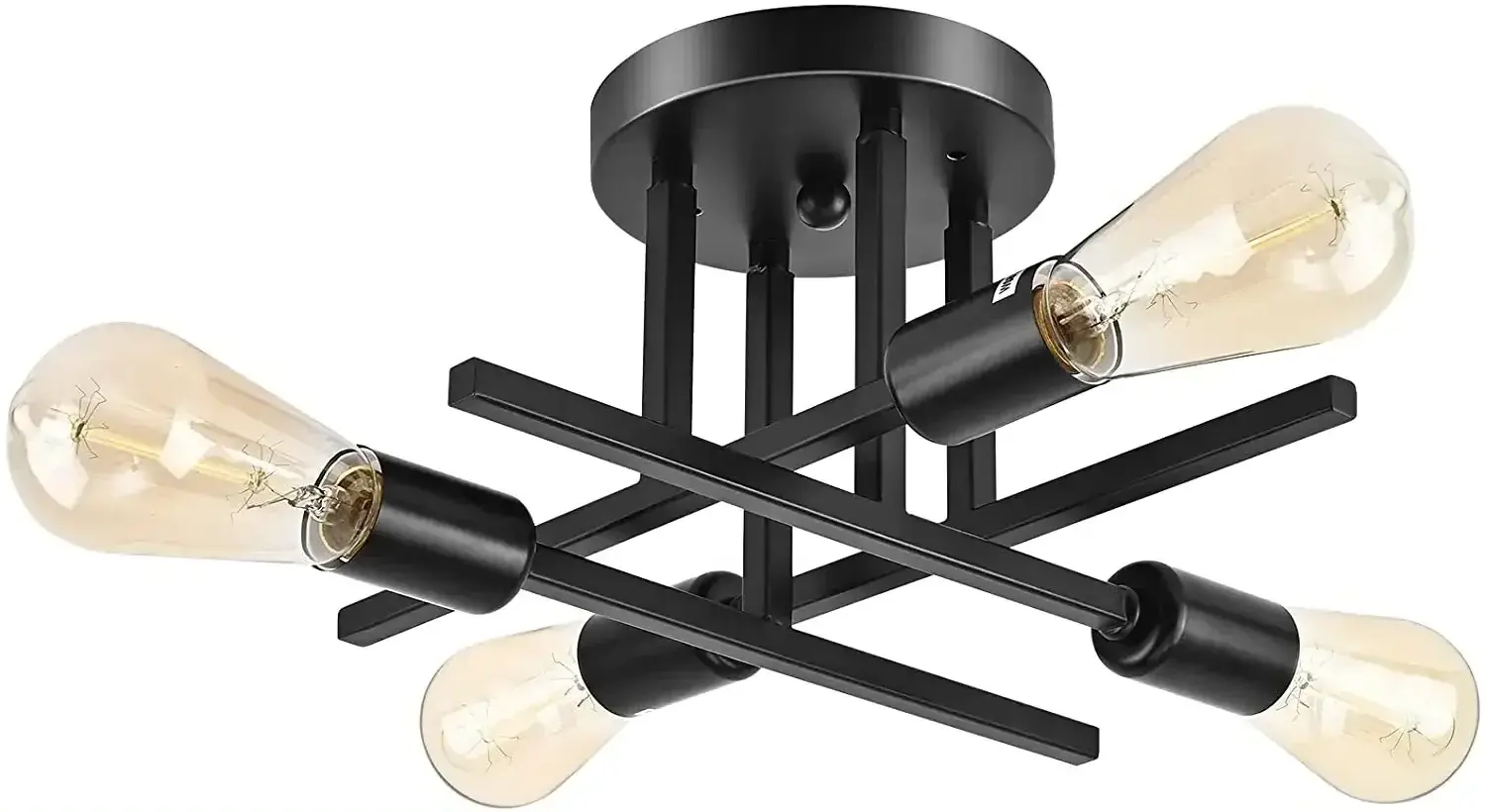 Semi Flush Mount Mid Century Modern Chandelier Close to Lighting Black Ceiling Light Fixture Sputnik C